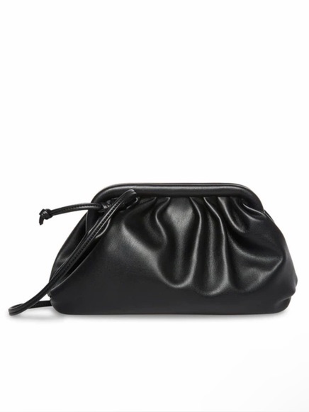 Steve Madden Black Ruched Frame Clutch With Wrist Strap